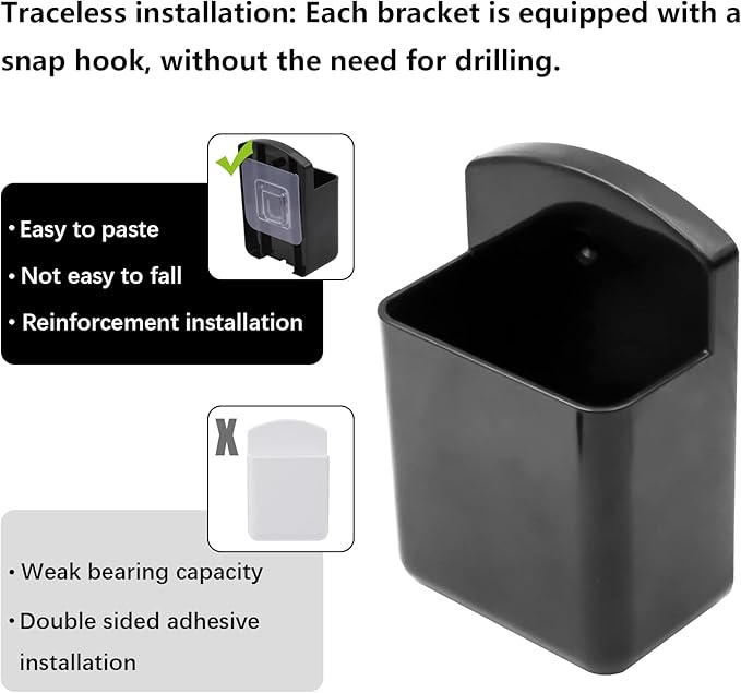4 Pack Self Adhesive TV Air Conditioner Remote Control Holder Wall Mount Storage Box Organizer (Black)