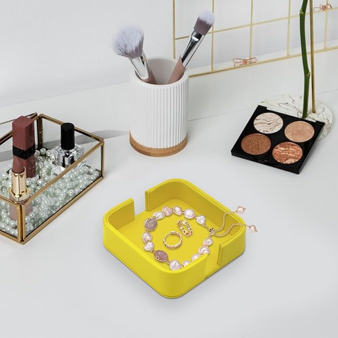 TUNJILOOL Leather Coaster Holder 4.3 Inch Coaster Display Stand Hold,Fit Multi-Shape Coaster,Coaster Storage for Countertop,Housewarming Gift