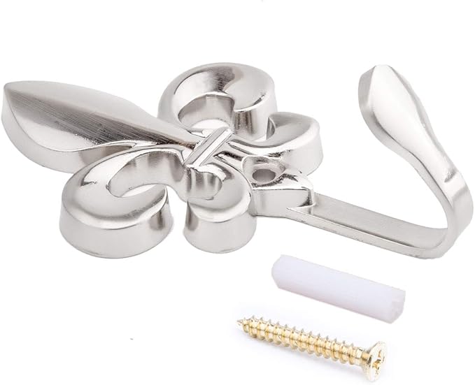 Bathroom Towel Hooks, Decorative Wall Hooks Coat Hooks Heavy Duty Metal Hooks Wall Mounted Hanging Hooks for Hanging Key Purse Robe Hat Scarf Belt Handbag Cup Mug 4Pack Silver