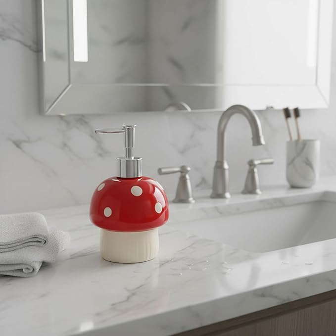 Mushroom Soap Dispenser, Kitchen and Bathroom Decor, Cottage core Decor