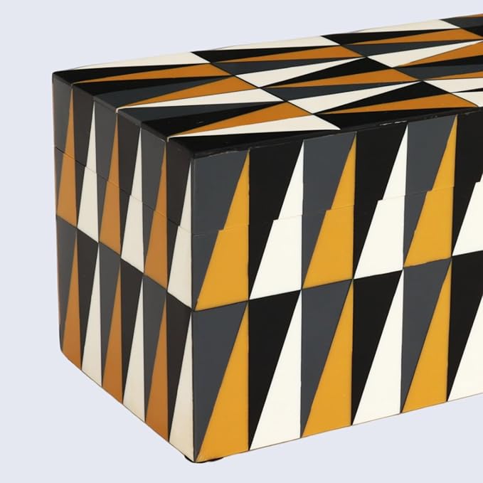 Handicrafts Home Large Decorative Storage Box with Lid – Black and White Keepsake Storage Box, Decorative Jewelry & Memory Box for Coffee Table, Shelf & Bedroom Decor – Puzzle Guild 10 x 5 x 5