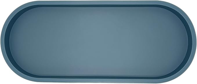 Happitasa Premium 12â x 5â Silicone Vanity Tray | Sink and Surface Organizer with Sturdy Non-Slip Base | Heat Safe, Dishwasher Safe (Smoky Blue)