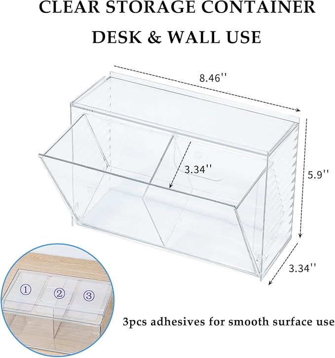 2 Pack Clear Dishwasher Detergent Pod Holder for Under Sink, Adhesive Cabinet Door Storage and Organizer for Kitchen and Bathroom, Plastic Laundry Pods Dispenser Box