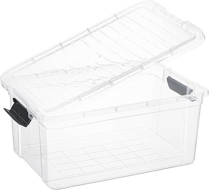 Superio Clear Storage Boxes with Lids, 21 Quart Plastic Container Bins for Organizing, Stackable Crates, BPA Free, Non Toxic, Odor Free, Organizers for Home, Office and Dorm, 8 Pack