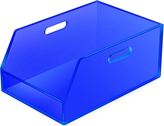 Gelite Stackable Storage Bins Open Front Organizer Bins with Handles Acrylic Storage Container for Pantry Kitchen Cabinet Bathroom Closet Office Organization, 11.4x7.5x5.1'', Navy Blue