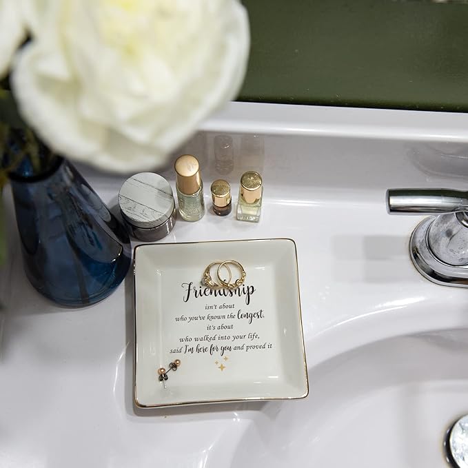 HOME SMILE Friendship Ring DishãDecorative Tray-Friendship is not about who you've known the longest-Birthday Day Gifts for Betie,BFF-Sentimental Inspirational Gift for Cheer Up Women,Her