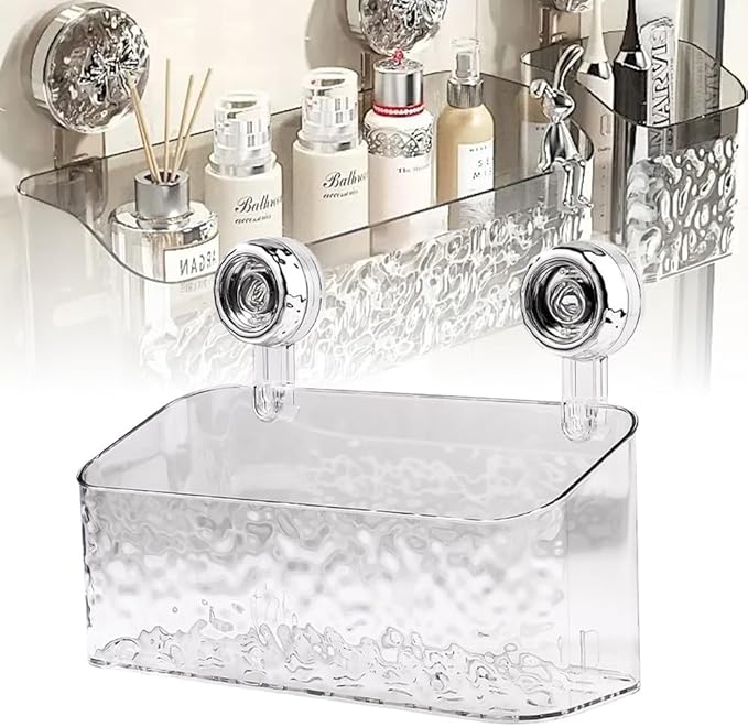 Shower Caddy Suction Cup Storage Rack Clear Acrylic Shower Shelves Glacier Water Ripples Corner Shelf For Bathroom Shower Accessories,Large Transparent Color