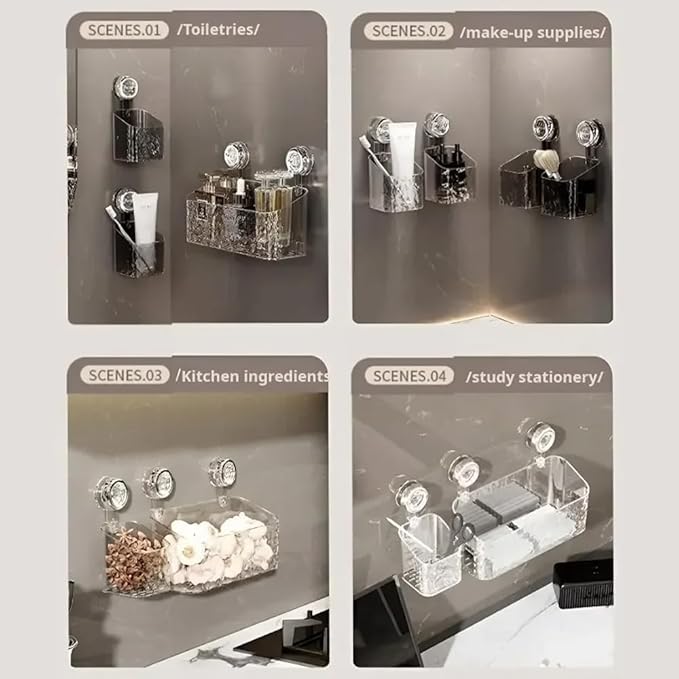 Shower Caddy Suction Cup Storage Rack Clear Acrylic Shower Shelves Glacier Water Ripples Corner Shelf For Bathroom Shower Accessories,Large Transparent Color