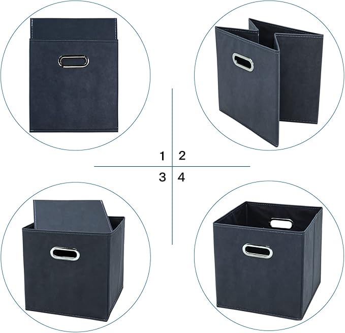 STOREONE Fabric Storage Bins Cubes Baskets Containers-(11X11X11) with Dual Handles Cube Storage Organizer Bins for Shelf Closet, Bedroom Organizers, Foldable Set of 6 (Grey )