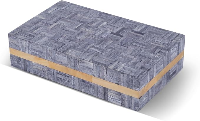Handicrafts Home Large Decorative Storage Box with Lid – 8x5x2” Coffee Table Organizer, Keepsake- Decorative Boxes for Home Decor, Stylish Decorative Box for Office Decor- Brick - Grey