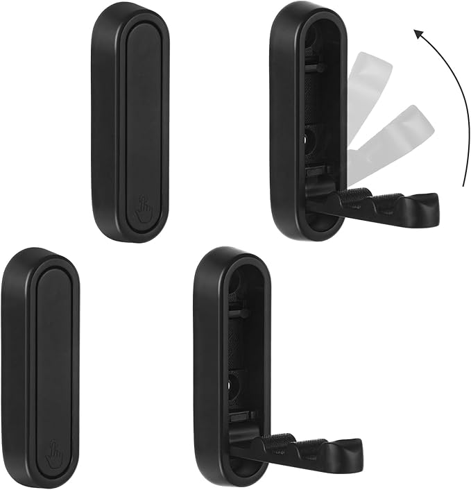 4PCS Invisible Folding Wall Hooks, Coat Rack Wall Mount, Foldable Clothes Hooks Can be Installed in Closets, Bedrooms, Bathrooms, Living Rooms, for Hanging Towels, Hats, Backpacks(Black)