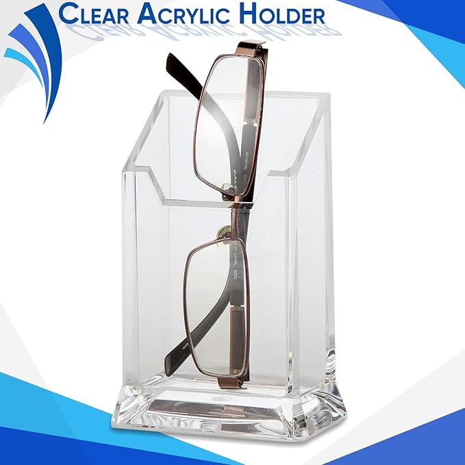 Home-X Acrylic Pen Holder â Multipurpose Clear Acrylic Makeup Brush Holder with Wide Opening and Stable Base for Eyeglasses, Pencils, Tools â Ideal for Desk, Vanity, Bathroom Storage
