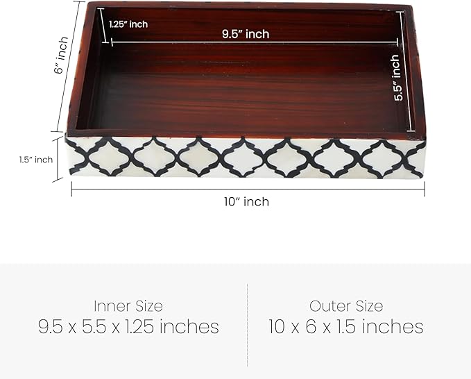 Handicrafts Home 10x6 Black Small Bathroom Tray, Vanity Organizer for Perfume & Cosmetics, Kitchen Counter, Bathroom Tray, Guest Towel Holder, Decorative Napkin Holder, Bathroom Countertop Storage