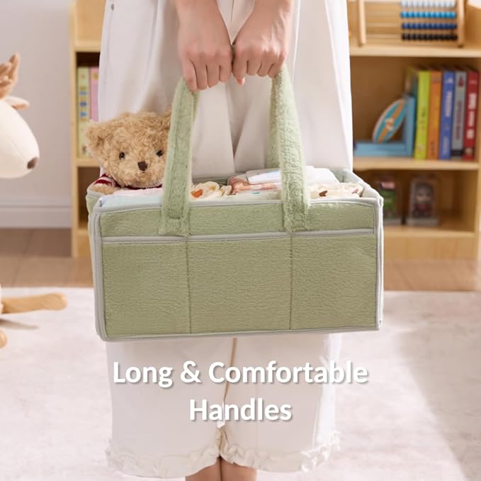 luxury little Soft Baby Diaper Caddy Organizer, Nursery Storage Basket with Removable Divider, Portable Baby Diapers Basket, Gifts for New Parent, Baby Shower, Newborn Must-Have Essentials, Pink