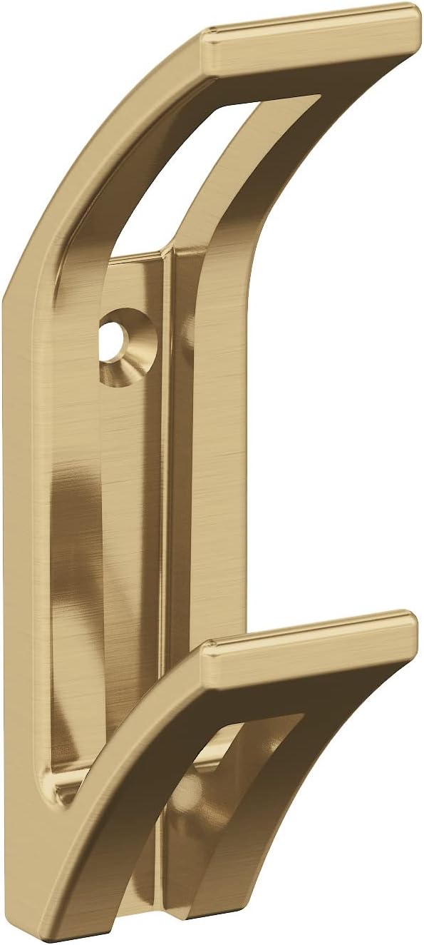Amerock H37010CZ | Avid Double Prong Decorative Wall Hook | Champagne Bronze Hook for Coats, Hats, Backpacks, Bags | Hooks for Bathroom, Bedroom, Closet, Entryway, Laundry Room, Office