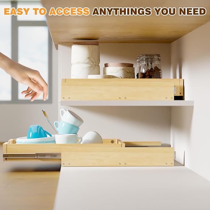 Pullout Cabinet Organizer, 11''W×21''D×3''H Slide Out Shelves for Kitchen Cabinets, Pull out Drawers for Kitchen Cabinets, Pantry, Bathroom, & Storage Organization