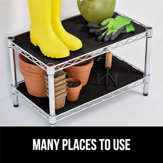 GORILLA GRIP DuraGuard Shelf Liner, 17.5x20 Non-Adhesive Cabinet Liners for Kitchen Drawers, Shelves, Refrigerator, Pantry Storage, Bathroom Closet, Durable Waterproof BPA Free Ribbed Plastic, Black