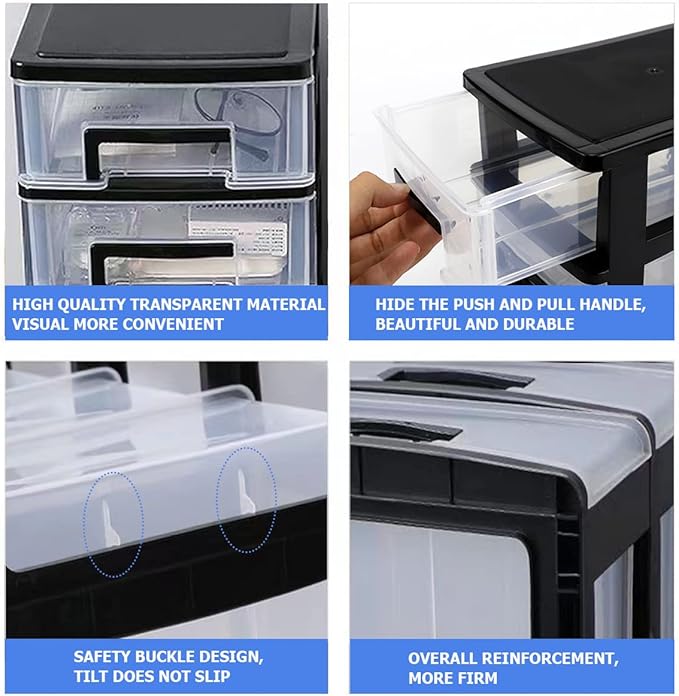 2 Tier Plastic Drawer Organizer Storage Box for Desk, Cosmetics, Jewelry, Office Supplies, Home Organization (8.46" x 5.9" x 5.11")