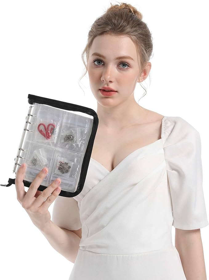 HSLFUAI Transparent Jewelry Storage Book Travel Jewelry Organizer Transparent Jewelry Book Organizer for Necklace Bracelet Ring Holder Jewelry Organizer Book with Small Clear Pouch - Yellow