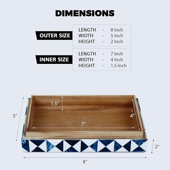 Handicrafts Home Decorative Keepsake Box 8x5 – Small Organizer Box with Lid, Boho Decorative Storage, Retro Memory Box, Unique Coffee Table Décor, Jewelry or Trinket Box, Modern Shelf Decorative Box