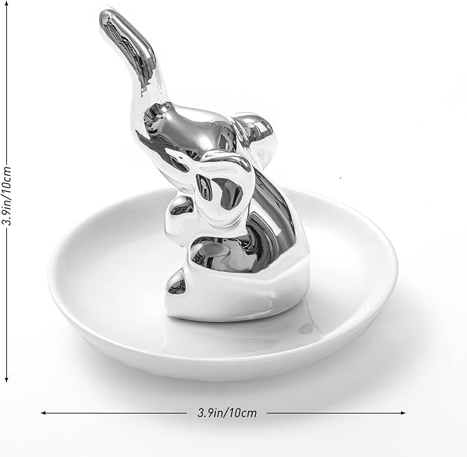 PUDDING CABIN Elephant Ring Holder - Womens Birthday Gift - Good Luck Elephant Gift for Women, Girls, Bedroom or Vanity DÃ©cor, Chrismtas Mothers Day Valentines Wedding Gifts Ideas