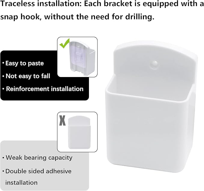 4 Pack Self Adhesive TV Air Conditioner Remote Control Holder Wall Mount Storage Box Organizer (White)