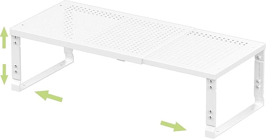 Adjustable Expanable Stackable Spice Rack Shelf Pantry Storage Organizer for Kitchen Cabinet,Countertop,Bathroom and More.Space is no Longer Limited(1Pack/White/Large)
