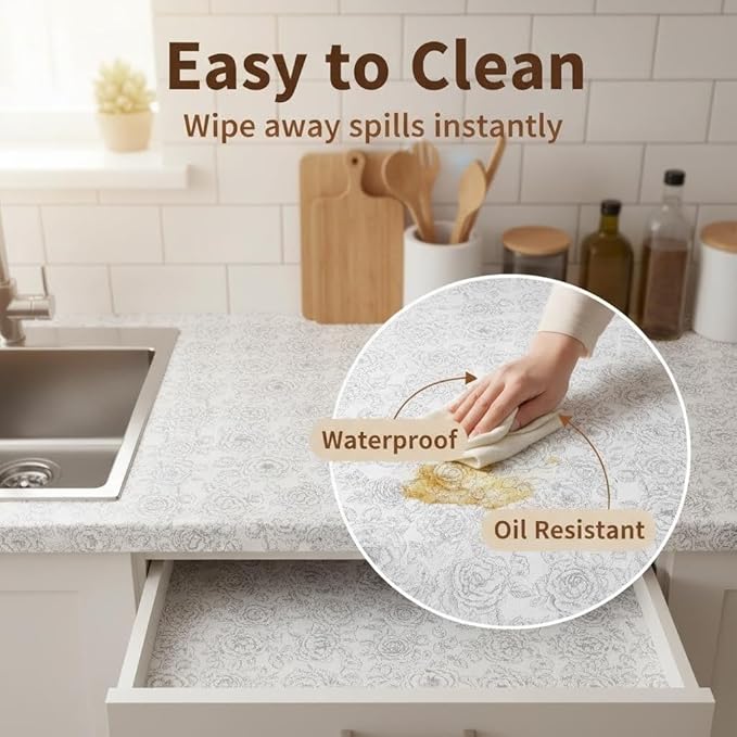 Coavas Extra Grip Thickened Shelf and Drawer Liner - Non-Adhesive Non-Slip Waterproof Mats for Kitchen Cabinets, Drawers, Shelves, Dresser & Cupboard, Easy Cut DIY (White, 12IN X 30 FT)