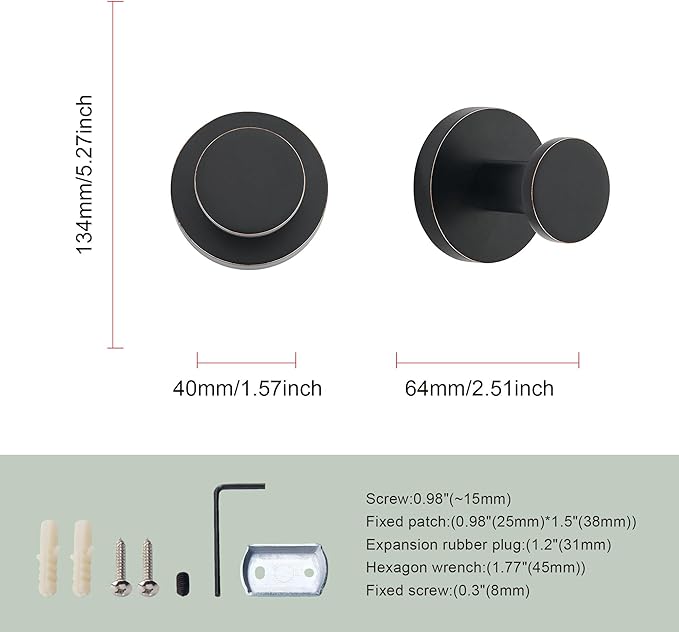 TUNNY 5 Pack Round Towel Hooks-Oil-Rubbed Bronze Modern Coat Hooks Shower Towel Hooks for Bathroom Kitchen Home Storage