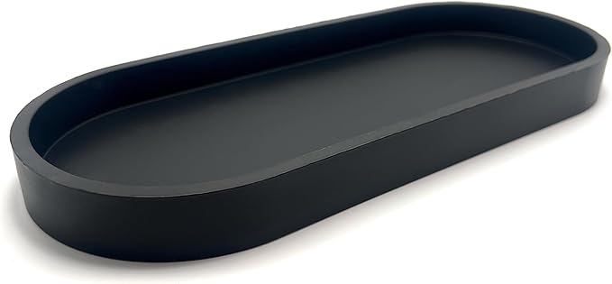 Happitasa Premium 12â x 5â Silicone Vanity Tray | Sink and Surface Organizer with Sturdy Non-Slip Base | Heat Safe, Dishwasher Safe (Black)