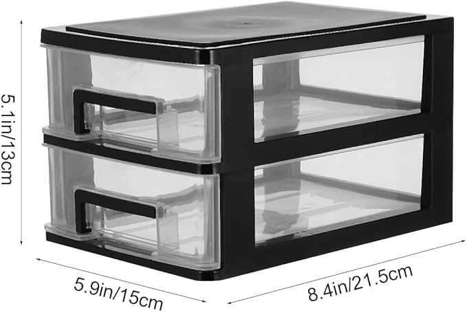 STOBAZA Double Layer Plastic Storage Drawer Cabinet 8.30X5.98X5.19In Portable Desktop Organizer for Office Study Kitchen Multifunction Storage Rack