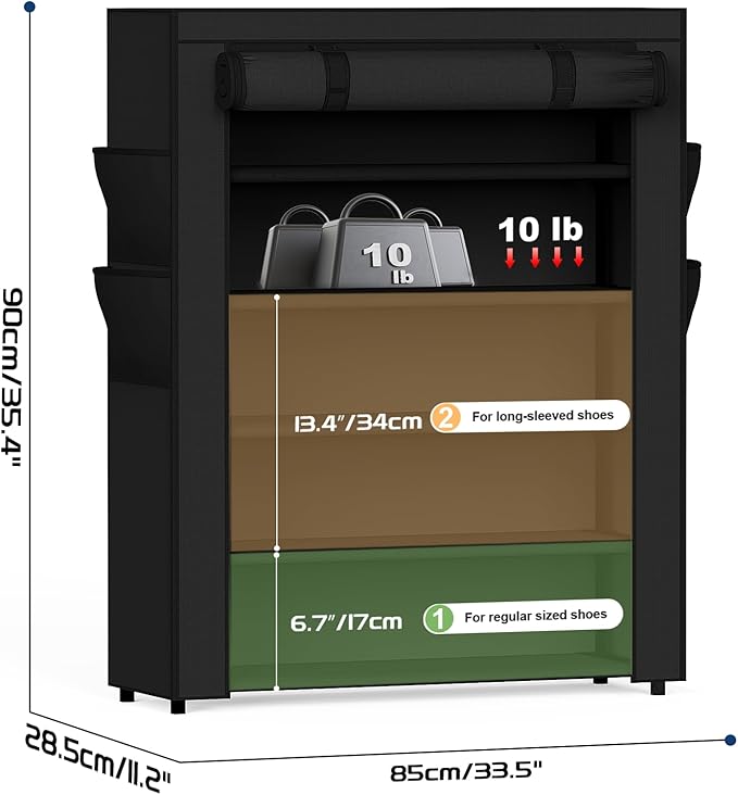Mavivegue Shoe Rack with Cover, 5 Tier Shoe Organizer for Entryway, Shoe Storage for Front Door Entrance, Closet