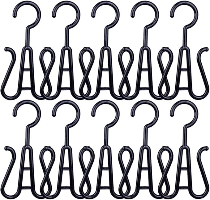 10Pcs Shoe Rack Shoes Hangers Drying Rack Towel Hook Double Hook Hanging Shoe Organizer for Home Kitchen Storage Black