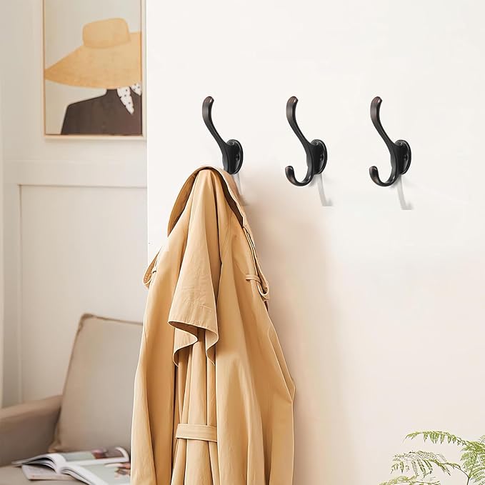 khtumeware Coat Hooks 2 Pack Hardware Towel Hooks for Hanging Coats Oil Rubbed Bronze Robe Hooks Wall Mounted for Key Towel Bags Cup Hat