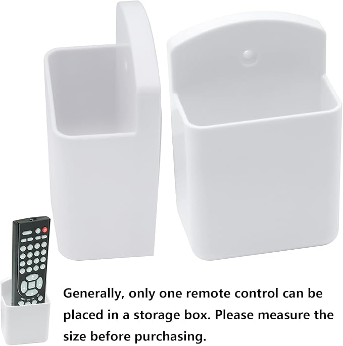4 Pack Self Adhesive TV Air Conditioner Remote Control Holder Wall Mount Storage Box Organizer (White)