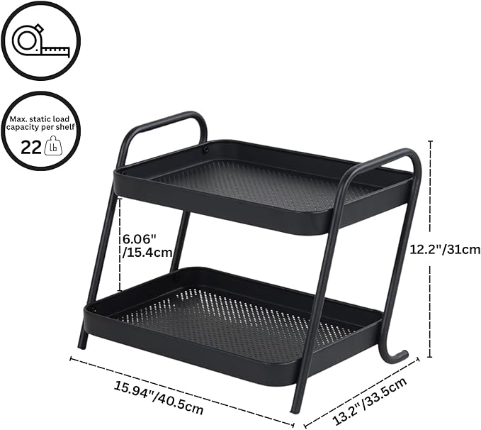 Desk Organizer 2-Tier Storage Shelves Multifunctional Desktop Organizer for Office, Dresser, Kitchen, Adjustable Compact Storage Solution for Cosmetics, Office Supplies, Condiments, and Food
