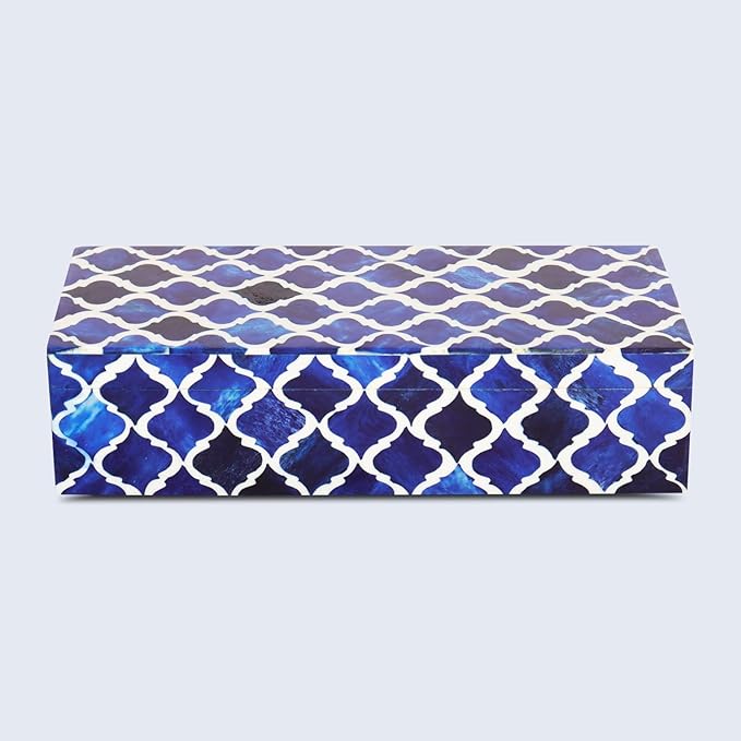 Handicrafts Home Decorative Storage Box 10x4.5 – Remote Control Holder, Jewelry Organizer, Modern Decorative Box with Lid, Boho Chic Home Décor Accent, Vintage Memory Box for Living Room Shelf Décor
