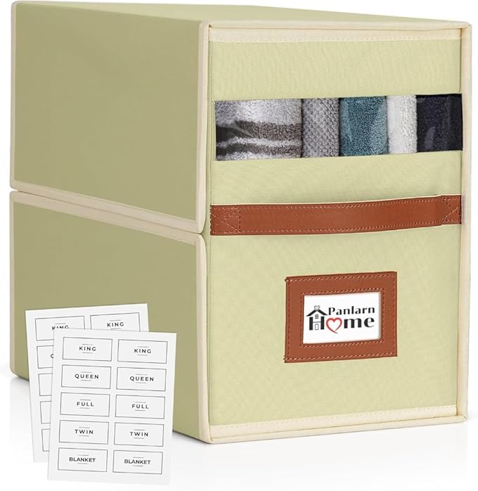 Bed Sheet Storage Organizer – 32L Sheet Storage Organizer for Closet & Under Bed - Non-Woven Fabric with Clear Window & Zipper - Linen Storage - Sheet Organizer - Pack of 1 - Sage Green