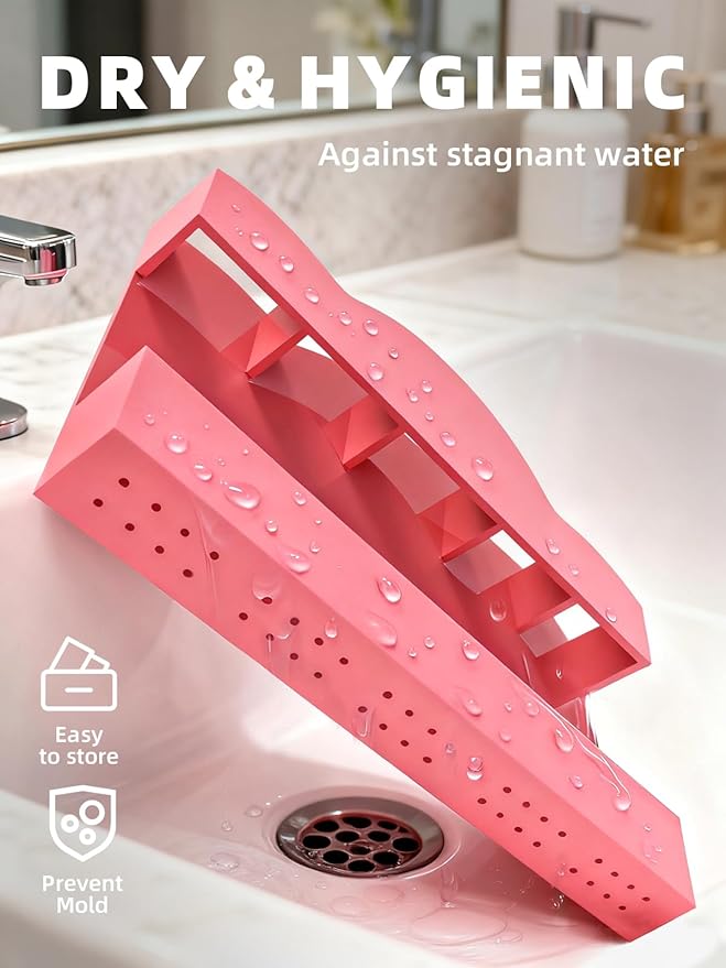 9.8" Acrylic Straw Holder for Cabinet Door - Straw Organizer with Ultra-Sticky Adhesive, Kitchen & RV Essensials, 5-Compartment Storage for Reusable Straws & Brushes, Colored Pencils, Markers