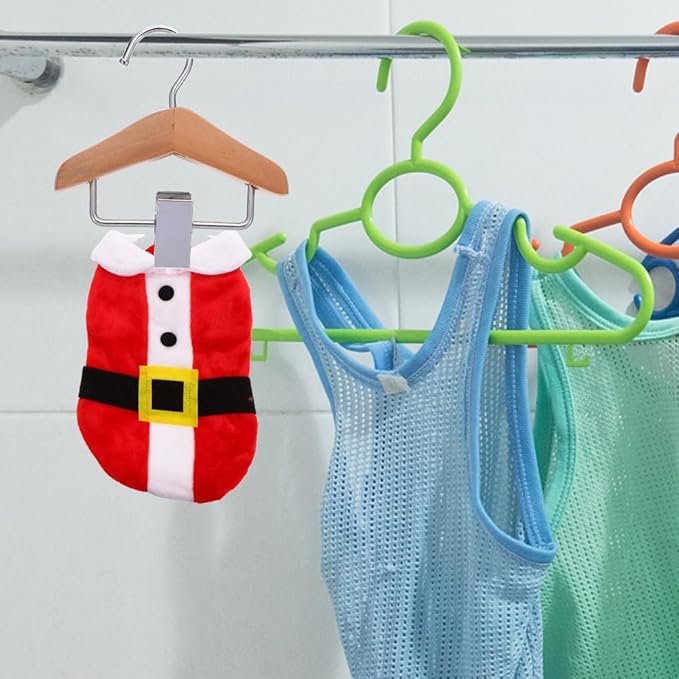 Pet Clothes Hanger Set Wooden Small Clothes Hangers for Dog and Cat Apparel Compact Pet Closet Organizer and Hook for Home and Shop Use