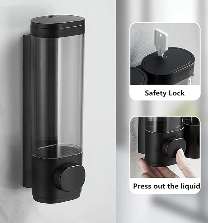 1-Chamber Soap Dispensers Wall Mount,400ml Bathroom Shower Pump Dispenser,Press Manually Lotion Shower Soap Dispenser Usefor Home,Bath,Kitchen,Hotels,Restaurants(Black)
