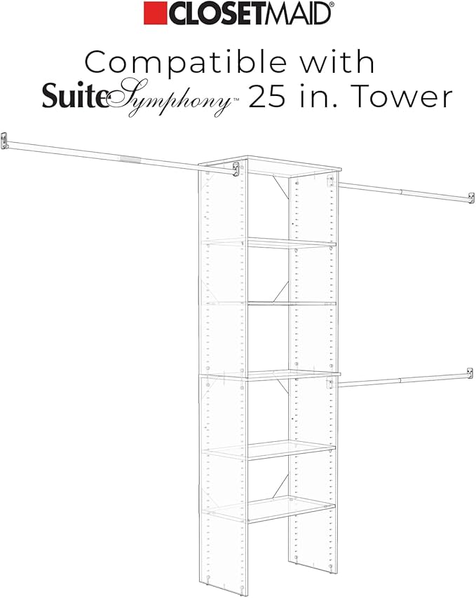 ClosetMaid SuiteSymphony Wood Shoe Shelves Set, Add On Accessory, Angled, Shoe Fence, for 25 in. Units, Graphite Grey/Satin Nickel