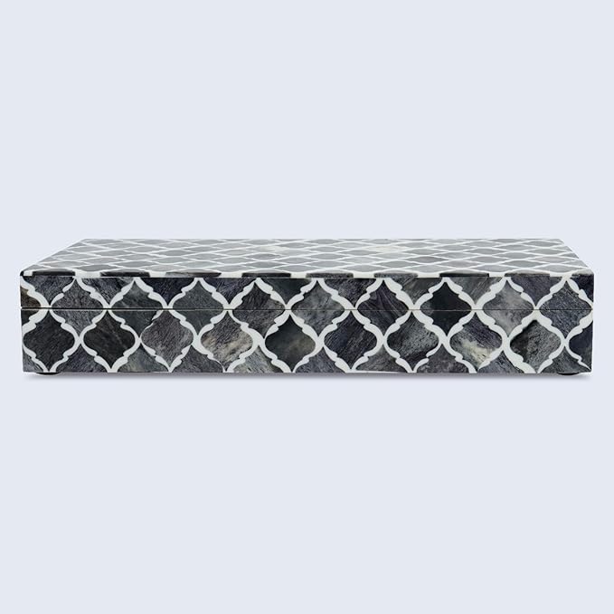 Handicrafts Home Large Decorative Storage Box 12x6â Coffee Table Organizer Box, Modern Home DÃ©cor Accent, Keepsake Memory Box, Jewelry Storage Box, Boho Decorative Box with Lid for Shelf, Mantle Decor