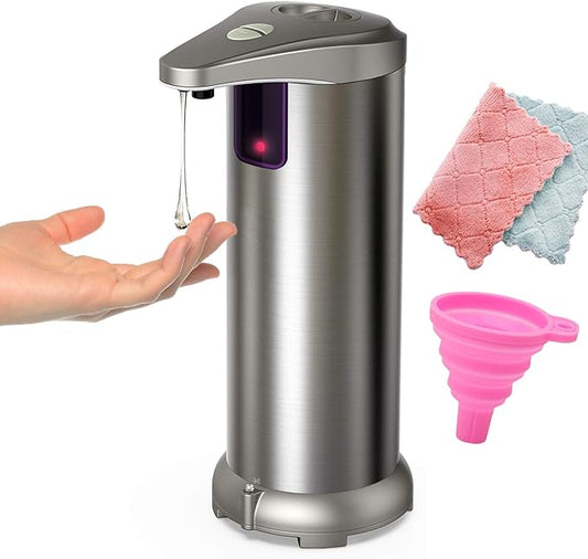 Infrared Automatic Soap Dispenser, Stainless Steel Handfree Touchless Soap Dispenser Sensor Dispenser for Bathroom Kitchen Hotel Restaurant. 4 AAA Batteries (NOT Included)