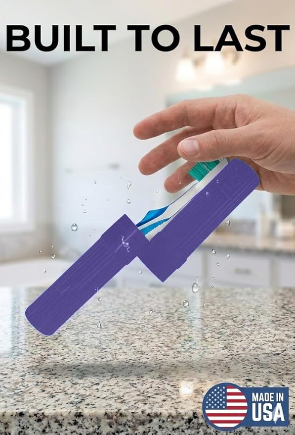 Toothbrush Holder - Purple, Made in USA, with Ventilation Holes, for Toothbrush Covers, Toothbrush Holder, Toothbrush Soft, Durable Design, Hygienic Bathroom Accessory