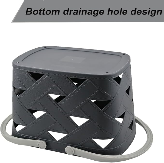Portable Shower Caddy Basket Organizer with Comfort-Textured Surface and Bottom Drainage, Plastic Storage Basket Bin for Bathroom, Kitchen, Dorm Room, Bedroom (Dark grey 1 pcs)