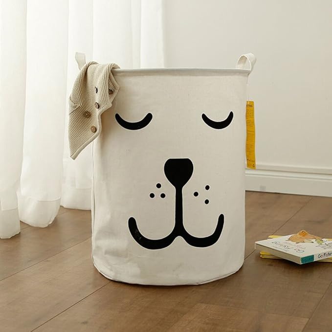 FANKANG Storage Basket, Nursery Hamper Canvas Laundry Basket Foldable with Waterproof PE Coating Large Storage Baskets for Kids Boys and Girls, Office, Bedroom, Clothes,Toysï¼dogï¼