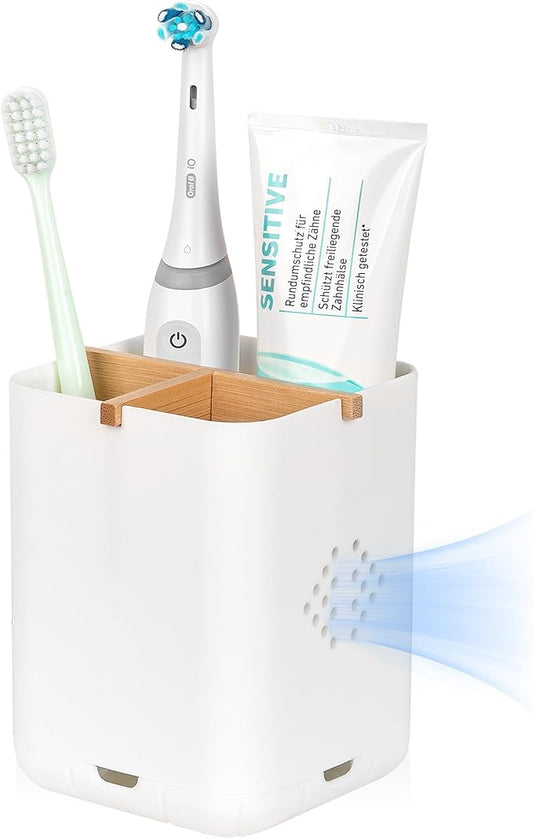 Toothbrush Holders for Bathroom Countertop, Detachable Electric Toothbrush Holder with Divider Toothbrush and Toothpaste Organizer Storage (3 Slots White)