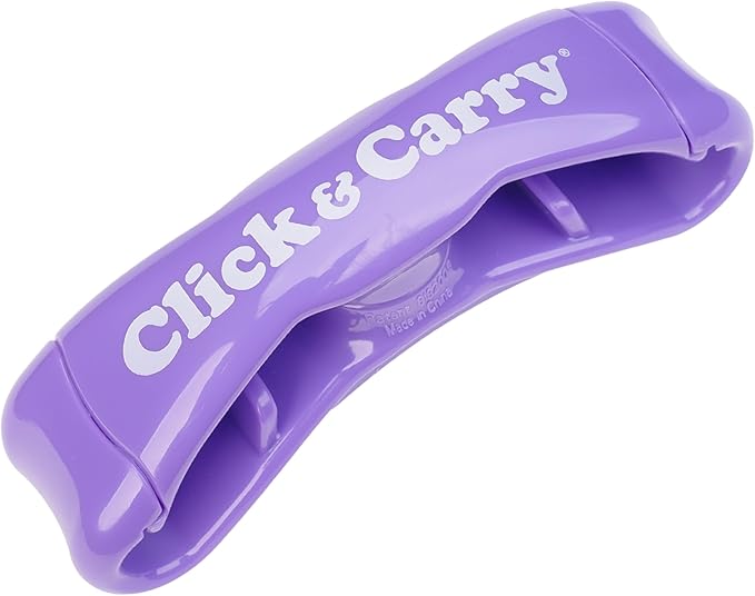 Click & Carry Grocery Bag Carrier Handle - Carry More in Fewer Trips, 100lb Capacity, Hands-Free, Gel-Padded Ergonomic Design, Shopping & Grocery Bag Holder - As Seen On Shark Tank, Purple, 1 Pack