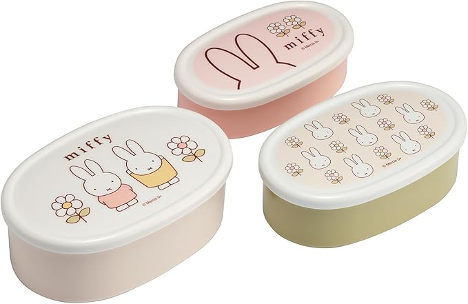 Skater Miffy Food Storage Container Set (3-Piece) - Miffy Design Bento Box, Lunch & Snack Containers, Reusable Food Organizer